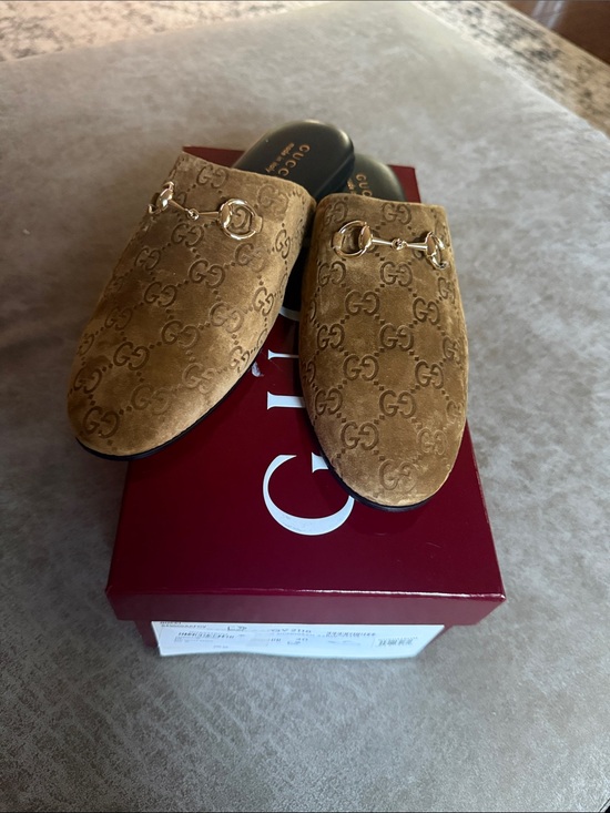 Gucci Shoes - Gucci Annette Horsebit Suede GG  Mules Size 40/10